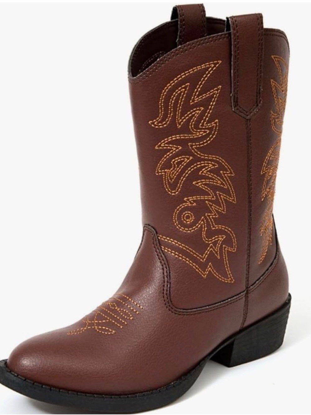 Brown Western Cowboy Boots with Yellow Stitching